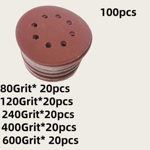 100/126개입 5인치 125mm 원형 사포, 8홀 사포, 철도 광택기, 내구성! 무광택 표면, 부드러운 광택 및 연마, 연마 디스크 | 디스크 디자인 | 벨트 광택기 적합