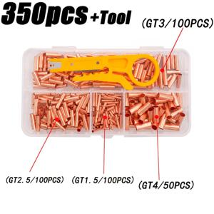 350개 박스형 와이어 커넥터, 4가지 종류의 단자 (스트리핑 도구 포함), 조합 박스 1.5mm-4.0mm 비절연 압착 슬리브 전기 버트 커넥터