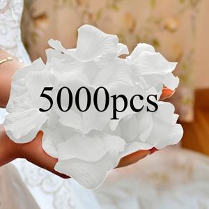 인조 화이트 장미 꽃잎 5000개, 결혼식 통로 장식용, 웨딩 배경막, 발렌타인데이, 크리스마스, 졸업식용 실감나는 조화 꽃잎 - 통로 산책로, 포토 부스 장식용