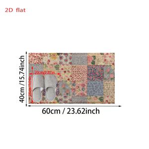 2D 평면, 1개 2D 평면 꽃무늬 패치워크 패턴 욕실 러그 모조 소재 현관문 환영 매트 미끄럼 방지 현관 매트, 욕실 주방용, 세탁기 사용 가능, 여러 사이즈, 2D 평면