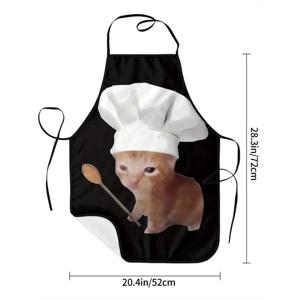 1개 귀여운 주걱 디자인 주방용 오렌지 고양이 셰프 앞치마 - 내구성 있는 폴리에스터 주방 앞치마, 요리, 베이킹, 파티에 적합, 고양이 애호가를 위한 고양이 테마 선물, 주걱 홀더가 있는 베이킹 액세서리, 셰프를 위한 관리가 쉬운 원단