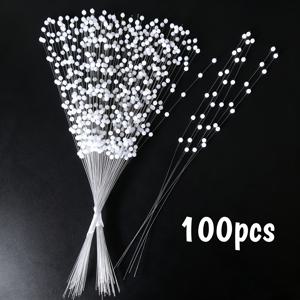 100개 비즈 스트랜드 부케, 4mm 비즈 가랜드 충전 물방울 꽃 장식 트리 핀 웨딩 파티 장식, 신부 웨딩 화이트 부케 파티 장식, 크리스마스 장식, 크리스마스 트리 장식 할로윈