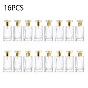 16개 세트 30ml 유리 향수병, 재사용 가능한 리필형 투명 여행용 향수 분무기 병, 미세 미스트 스프레이 헤드 포함