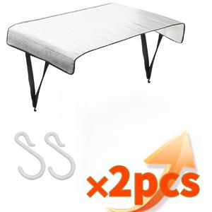 2세트: 에어컨 배플 2개 + 고리 4개 = 야외기 커버 6개. 열과 햇빛 차단을 위한 이중층 알루미늄 호일 단열재. 빗ฝ오염 방지 에어컨 콘덴서 커버로 실외기 냉각 유지, 에너지 절약, 수명 연장