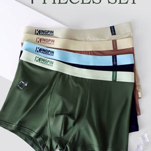 대나무 섬유 남성용 사각 레그 미드 웨이스트 속옷 4종 세트 패션 사계절 브리프 편안하고 통기성이 좋으며 흡습성 캐주얼