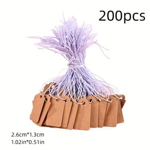 200개 가격표, 탄력 있는 끈이 달린 작은 태그, 선물용 크래프트 태그 - 보석류 및 의류에 적합한 어머니날 선물용