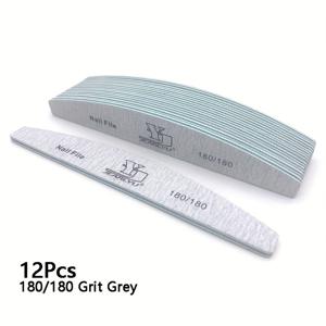 12개입 180/180 그릿 네일 파일 에머리 보드 대량, 아크릴 네일 및 천연 네일용, 젤 네일 양면 매니큐어 전문가용 필러, 반그레이