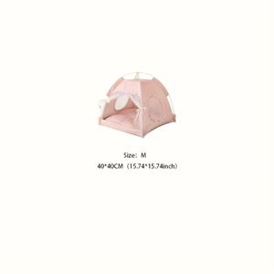 1개, 고양이 침대, 애완 동물 침대, 강아지 침대, 접이식 야외 애완 동물 텐트, 핑크 플로럴 패턴, 중간 및 소형견