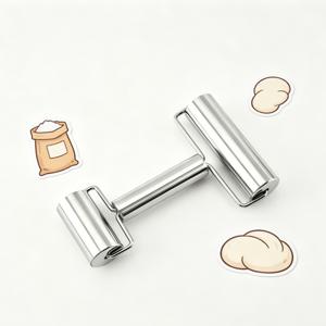 스테인리스 스틸 양면 롤링핀 - 피자, 파이, 국수 등 반죽을 굴리기 위한 내구성 좋은 논스틱 롤러 - 세련된 금속 마감, 필수 주방 도구, 완벽한 크리스마스 선물