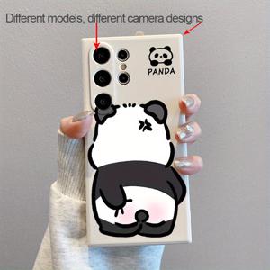 삼성 갤럭시 S25 S24 S23 S22 S21 S20 울트라 S25 S24 S23 S22 S21 S20+ S25 S24 플러스 S20Fe S21Fe S23Fe S24Fe S10 플러스 S10E 노트 20 울트라 10+용 앵그리 판다 소프트 폰 케이스, 직선 에지 충격 방지 낙하 방지 보호 커버 쉘