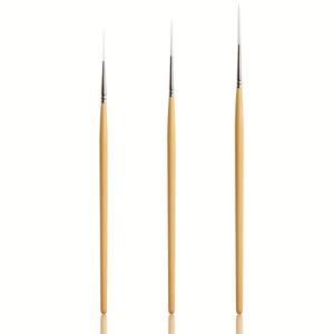 3pcs 화이트 나일론 헤어 원목 컬러 라운드 그립 브러시 세트, 우수한 탄력성과 매끄러운 드로잉 선, 금속 바렐로 오래 지속되는 내구성, 얇은 자연광택 핸들, 수채화·거스치·아크릴·유화·페이스 페인팅·바디 아트·미니어처 페인팅에 적합 (원목 컬러)