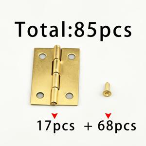 17개 골든 1.5인치 경첩 + 68개 2x8 골든 나사, 총 85개, 미니 플러시 경첩 세트, 골든, 옵션, 나무 상자 보석함 캐비닛 도어 경첩 하드웨어 액세서리