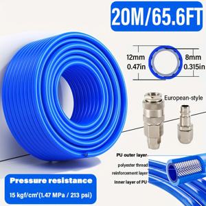 AGASHE 12mm 에어 호스 공압 고압 고유량 나일론 브레이드 PU 튜브 10M 20M 유연한 내마모성, 유럽형 퀵 커넥트 포함 에어 컴프레서 릴, 스프레이 건, 네일 건, 타이어 공기 주입기, 워터 제트용