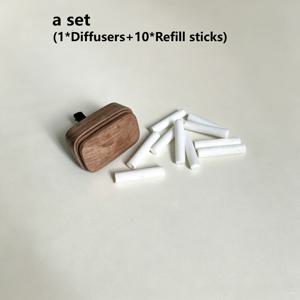 차량용 향기 박스 & 휘발성 스틱 세트, 향기 박스 1개 & 휘발성 스틱 10개, 차량 에어컨 통풍구 장식, 오래 지속되는 휘발성 향기 디퓨저, 천연 블랙 월넛