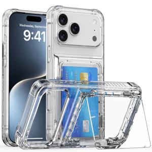 휴대폰 케이스 - 아이폰 17 Pro Max/17 Air/17 Pro/17 투명 케이스, 신용 카드 홀더 ID 카드 슬롯 디자인 충격 방지 커버 (아이폰 17 Pro Max 17Air 17Pro Coque)