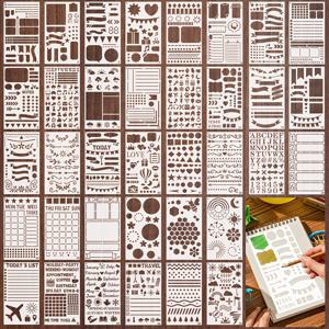 36개 저널 스텐실, 저크 저널 노트북 다이어리 스크랩북 드로잉 템플릿 다이어리 스텐실 4X7인치