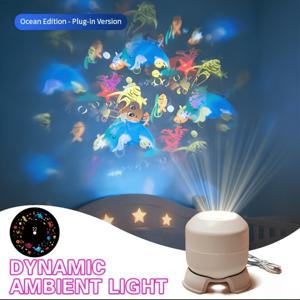 LED 회전식 바다 프로젝션 램프, USB 전원 프로젝션 무드등, 360도 회전식, 해양 동물 프로젝터, 침대 옆 무드등, 방 전체에 환상적인 바다 효과 연출, 자석 베이스 디자인, 침실용 분위기 무드등, 침실, 거실, 게임룸에 적합, 생일 및 크리스마스 선물용으로 이상적인 선택