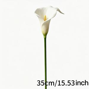 15개 칼라 릴리 조화 - 결혼식 부케, 가정 및 사무실 장식에 적합한 사실적인 플라스틱 테이블 센터피스 (결혼식, 어버이날, 부활절, 졸업식, 크리스마스용) - 꽃병 미포함, 연중 테이블 장식