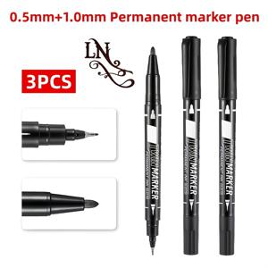 새로운 스타일 고급형 퀵 드라이 방수 듀얼 헤드 중성 펜, CD 펜/스케치 펜, 0.5mm 니들 팁 및 1.0mm 섬유 팁, 검정색, 빨간색, 파란색 잉크, 다용도 펜, 필기 및 드로잉, 비즈니스 서명, 택배 배송, 마킹에 적합