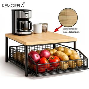 KEMORELA 조리대 정리대, 설치 불필요, 공간 절약형 식기 건조대, 가정용 커피 코너 서랍형 선반, 다기능 양념 및 컵 보관대. 제품의 제작 기술과 스타일은 랜덤입니다.