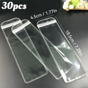 30개 투명 지퍼 백, 긴 보석용, 재사용 가능한 플라스틱 백 (보석, 펜, 메이크업 브러쉬 보관용) - 선물 포장 및 보관, 보석 보관에 적합 | Fleaive 디자인 | 오션, 보석 롤