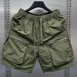 일본 레트로 멀티 포켓 카고 반바지 남성용 트렌디 브랜드 여름 얇은 루즈핏 레그 캐주얼 아웃도어 크롭 팬츠