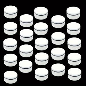 52개 10g/10ml 화장품 병, 흰색 플라스틱 여행용 용기, 은색 경계, 향수 없는, 스크루 클로저, 소형 용량 화장품 포장