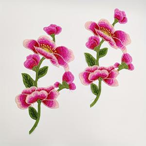 2개 패브릭 패치, 핑크 꽃 자수, 꽃을 좋아하는 사람들을 위한 장식 추가, 침대 시트, 커튼, 티셔츠, 셔츠, 코트, 치마, 신발, 모자, 가방 및 장식 또는 선물용으로 적합