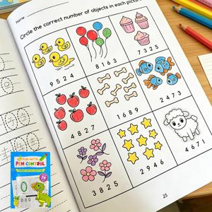 AOUDAI 플래그십 스토어, 인터랙티브 취학 전 유아 수학 워크북, 계산력 향상, 연습장, 숫자 따라 쓰기 및 덧셈/뺄셈 연습 포함, 숫자 인식 및 기초 산술 기술 교육용 도서, 사고 훈련, 학용품, 필기 수학 워크북, 3세 이상 어린이용