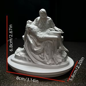 3D 프린팅 성모 마리아가 그리스도를 품고 있는 예술 조각품 장식품, 클래식 애도하는 그리스도 순백색 피규어 모델, 소형 실내 책상 진열장 장식, 신앙 기도와 예술 복제품 수집용 탁상용 피규어 공예품 장식