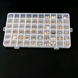 60칸 투명 플라스틱 모던 스타일 뚜껑형 수납 상자. 내구성 있는 다중 수납칸 정리함, 주얼리, 하드웨어, 공예 용품에 적합 - 탁상용 직사각형 용기, 안전한 잠금 디자인, 고품질 보석함, 구슬 보관함