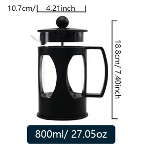 대형 800ml/1000ml 빈티지 유리 프렌치 프레스 카라페, 스테인리스 스틸 필터 포함 - 내구성 있고, 열 및 냉기 저항하는 보로실리케이트 유리, 커피, 차, 우유용 - 3-4인용, 수동 작동, 재사용 가능한 스트레이너