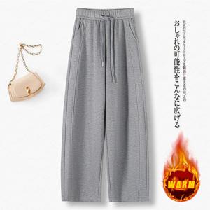 안감 처리된 도톰한 와이드 레그 바지, 여성용 시미타르핏 바지, 2025년 신상 가을/겨울 스타일, 하이웨이스트, 신축성 있는 허리밴드, 포켓 포함, 드레이프감 있는 캐주얼 스웨트팬츠, 루즈핏, 안감 처리된 바나나 팬츠 8159
