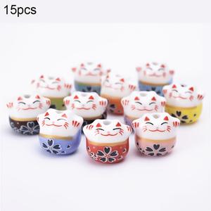 15개 14mm 믹스 행운의 고양이 세라믹 비즈 루즈 비즈, 주얼리 제작 팔찌 목걸이 키체인용 | 어버이날, 졸업식, 부활절 공예 장식 추가 비즈 & 비즈 모음으로 적합