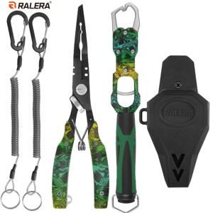 RALERA 스테인리스 스틸 낚시 장비 키트 5종 세트, 독수리 디자인 훅 리무버 스플릿 링 PE 브레이디드 라인 낚시 펜치, 입술 조절 클램프 낚시 저울, 칼집, 랜야드, 남성용 낚시 선물, 얼음 낚시용품 태클 키트, 카약 액세서리