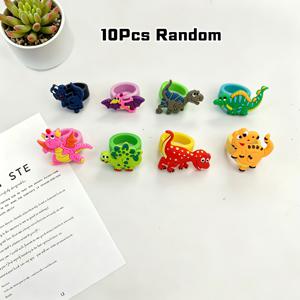 10개 귀여운 만화 공룡 반지 - PVC 소프트 고무 장난감, 어린이 파티 답례품으로 완벽, 교실용 보물 상자 장난감, 교실 상품, 어린이 피냐타 채우기, 어린이 선물 가방 채우기, 여아 남아 어린이 장난감
