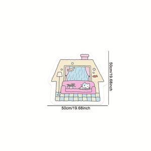 [핫 몰딩 베이스 페이크 캐시미어] 1개 2D 평면 귀여운 작은 집 패턴 카펫 불규칙 창의적인 카펫 불규칙 현관 매트 주방 플러시 카펫 세탁기 매트 고품질 쿠션 발 패드 고양이 물고기 패턴 카펫 휴일 선물 최고 선택