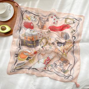 여성용 문학 레트로 말 스카프, 다기능 패션 액세서리, 부드럽고 피부 친화적인 원단, 가볍고 통기성 좋음, 모든 계절에 착용 가능, 클래식한 말 장비와 진주 리본 디자인, 동일 톤의 태슬과 함께