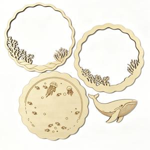 2D 평면, 바다 테마 다층 입체 나무 장식품 1세트, 2D 미완성 평면 레이저 컷 나무판, 3단 수제 핸드페인팅 및 채색 고래, 해파리, 산호 예술 공예품, 여름 바닷가 스타일 가정 장식, 거실, 침실, 협탁, 책상, 벽용, 창의적인 집들이, 생일, 크리스마스, 새해 선물, 아늑한 집안 분위기 연출 장식, 2D 평면