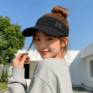 여름 아이스 실크 여성 빈티지 캣자수 오픈탑 통기성 와이드 챙 썬캡 골프 테니스 야외 모자