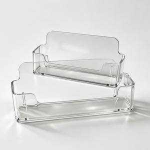 고광택 강화 PS 투명 명함 홀더, 대용량 30-40장 수납. 무취, 낙하 방지, 황변 방지, 김서림 방지. PVC 소재보다 우수함. 직사각형 탁상용 명함 진열대. 접수 카운터, 서재, 카페, 은행/멤버십 카드용 범용 사무용 카드 홀더