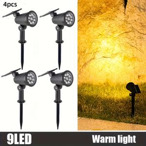 9LED 자외선 센서 탑재 자동 황혼 점등 기능 태양광 야외 , 램프 헤드 회전 및 다중 각도 조절 가능, 마당, 녹지 식물, 울타리, 산책로, 캠핑장, 행사 장면 등 일반 조명용으로 적합