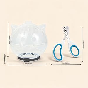 반투명 통기성 반려동물 헬멧, 반려동물 발톱깎이 포함, 내구성 있는 플라스틱 케어 커버, 목욕 쉴드, 매니큐어 보호 캡, 청소용 쉴드, 세척이 용이함, 반려동물 목욕 및 매니큐어용