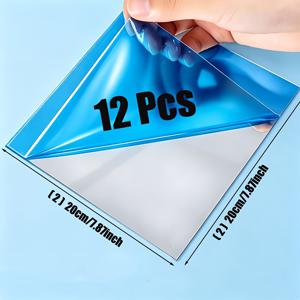12매 팩 - 아크릴 거울 장식 스티커 - 사각형 (15Cm-5.9In/20Cm-7.87In) 유연한 반사 거울 벽 스티커, 연결 가능한 홈 벽 장식 스티커, 사각형 은색 거울판 벽 장식품, 거실, 침실에 적합