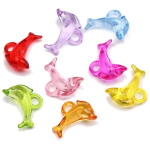 60개 투명 아크릴 돌고래 펜던트, 주얼리 제작 및 DIY 공예용 - 돌고래 참이 달린 투명 바다 동물 구슬, 혼합 색상, 귀걸이 만들기 용품용