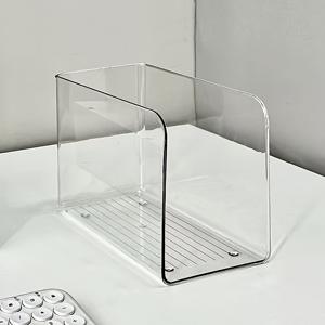 투명 파일 보관함 및 아크릴 데스크탑 책장, 데스크탑에 있는 책 및 사무용품 정리를 위해 사용, 플라스틱 잡지 파일 보관 정리함, 데스크탑, 책장, 가정 또는 사무실에 적합 - 트렌디한 책 및 파일 보관