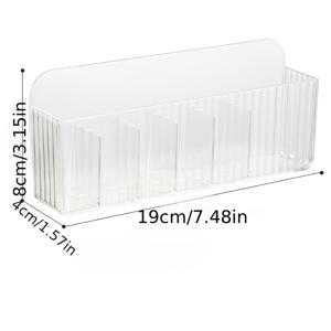1개 투명 벽걸이형 약 보관 랙, 드릴 불필요 - 공간 절약형 선반, 6칸 아크릴 펀치 프리 선반 바구니, 리모컨 정리함, 제지 랙, 마스크 랙, 침대 옆 휴대폰, 안경, 제품 보관 선반