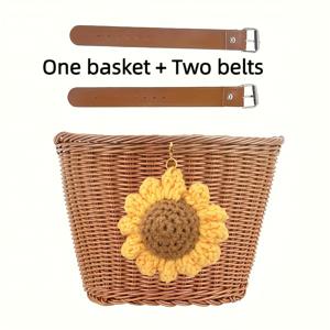 자전거용 플라스틱 앞 바구니 1개, 펜던트 1개 포함, 무료 장식 벨트, 고정식 경량 통근용, 자전거/스쿠터/보행차에 적합