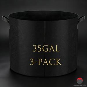 3팩 35갤런 그로우백, PE 심기 가방, 고정용 구멍 및 바닥 배수구 포함, 야채, 딸기, 꽃용 야외 정원 화분백