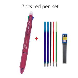 지울 수 있는 5종 필기구 세트 - 1펜 + 0.7mm 검정/파랑/빨강/초록 심 + 0.5mm 연필심 | 확장 가능한 디자인으로 마킹 및 필기에 이상적 | 학교 및 사무실용